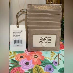 HOBO Taupe Leather Slide Card Wallet